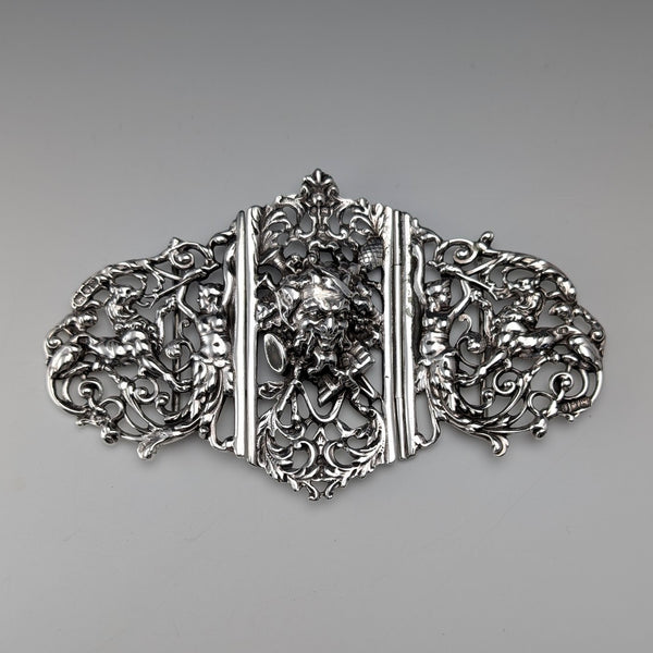 1898年 英国アンティーク 純銀製 ナースベルト・バックル 118g Charles Edwards